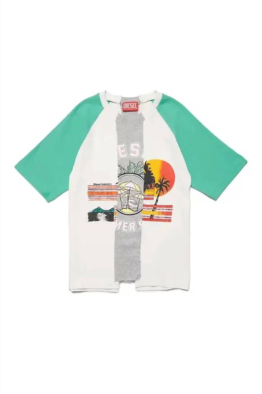 NEW DIESEL boys summer graphic t-shirt in white